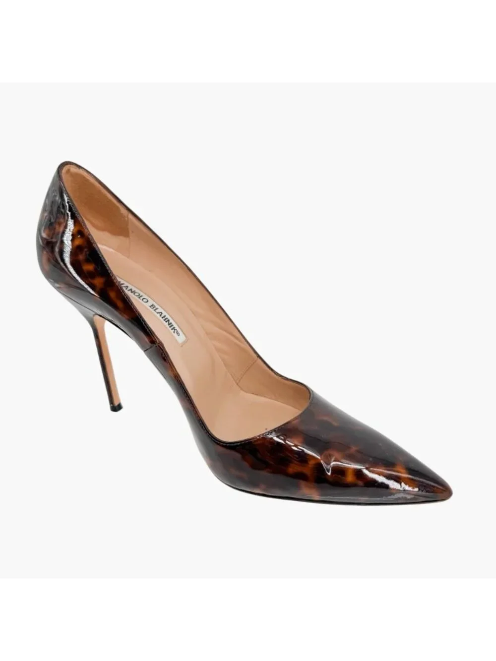 Manolo Blahnik BB Pumps Heels Brown Patent Size 40.5 US 10.5 Tortoiseshell